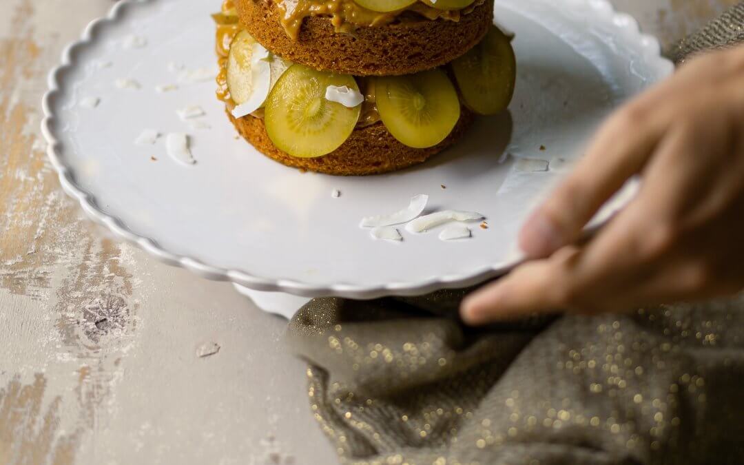 Zomerse kokos cake met Rum en kiwi